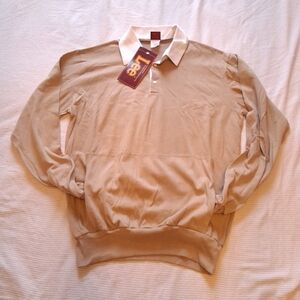Vintage 1980s Lee Beige Longsleeve Polo Shirt Adult XL New with Tags